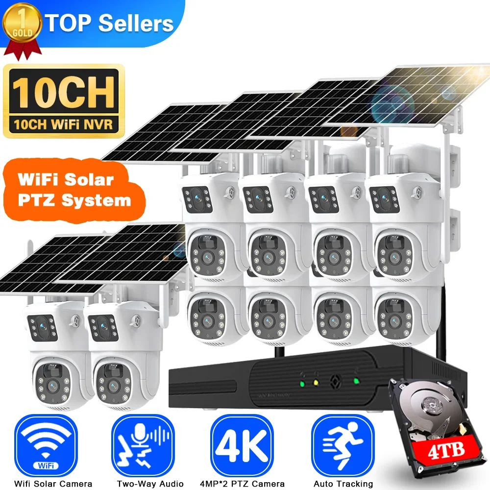 Home Security Video Systems - 4K 8MP çift Lens Wifi güneş