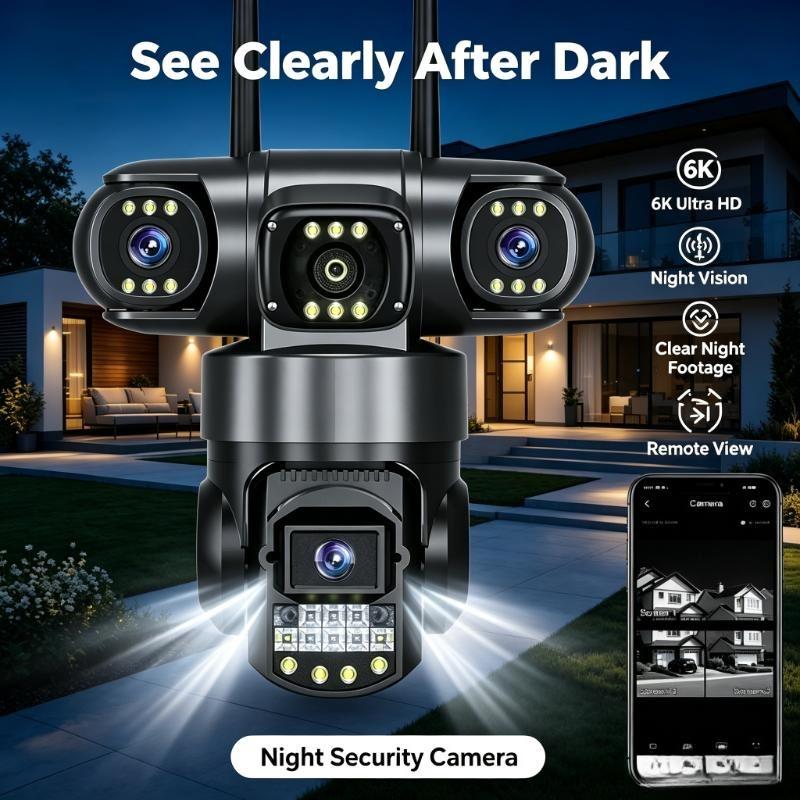 Home Yard Security Cameras - 3 Lensli 4G Wifi Güvenlik Kamerası,