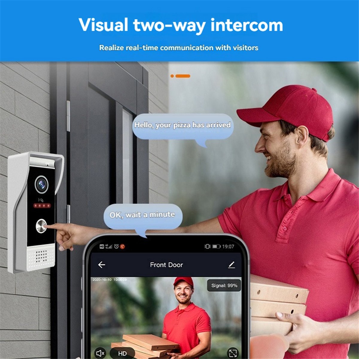Home Security Uk - [T28C] TUYA Wifi Görüntülü Kapı Zili
