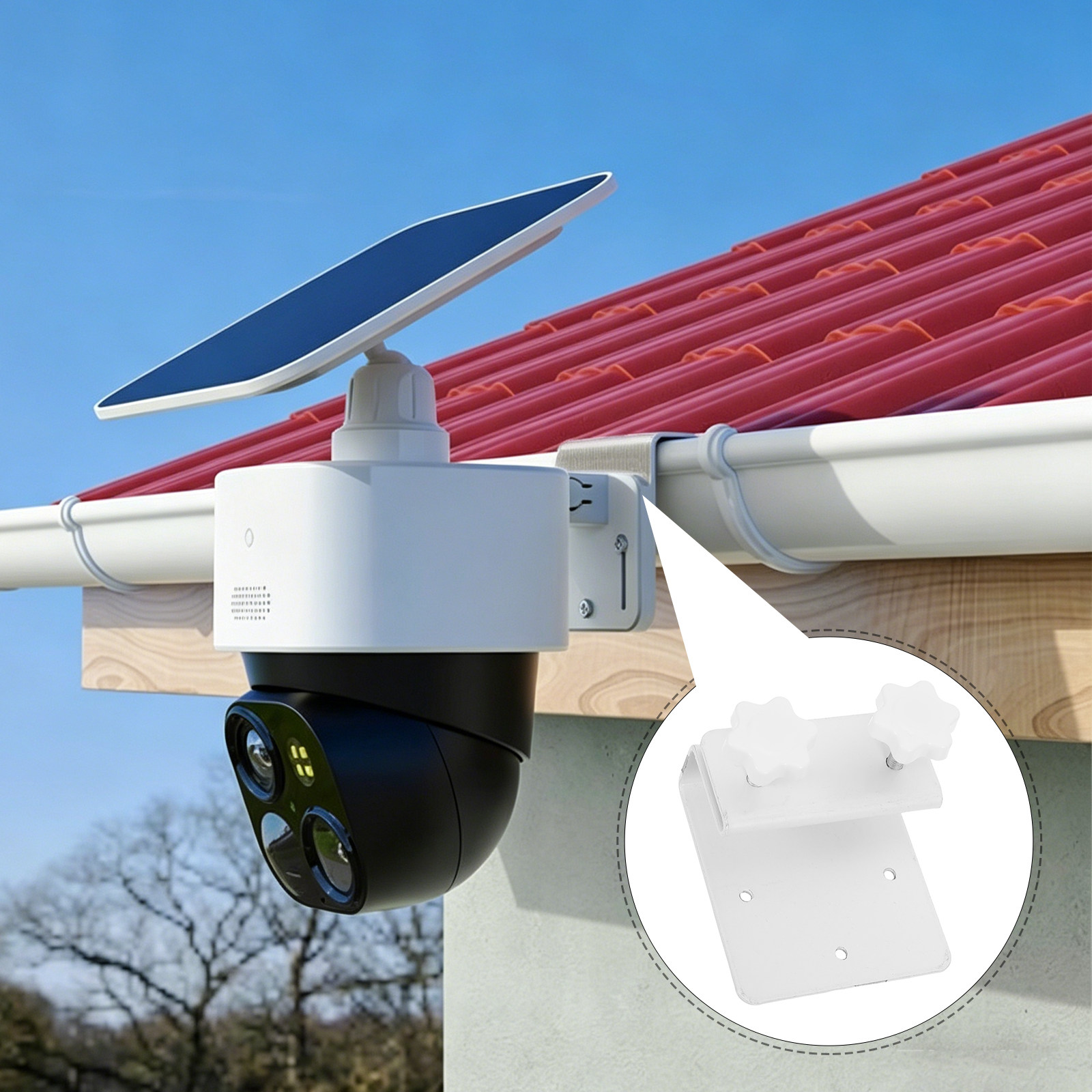 Home Yard Security Cameras - Oluk Tipi Güneş Enerjili Kamera Montaj
