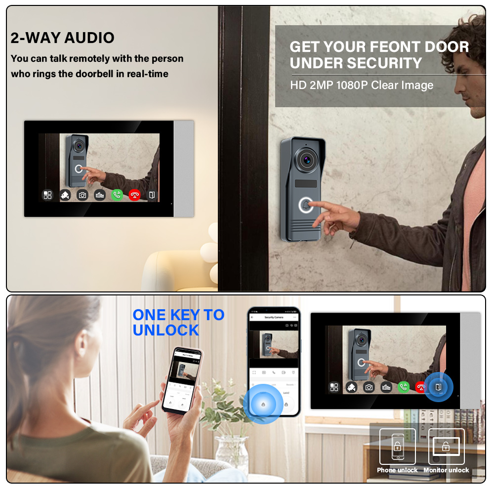 2 telli akıllı ev Wifi 1080P g - Home Security Video Systems incelemesi ve fiyatı