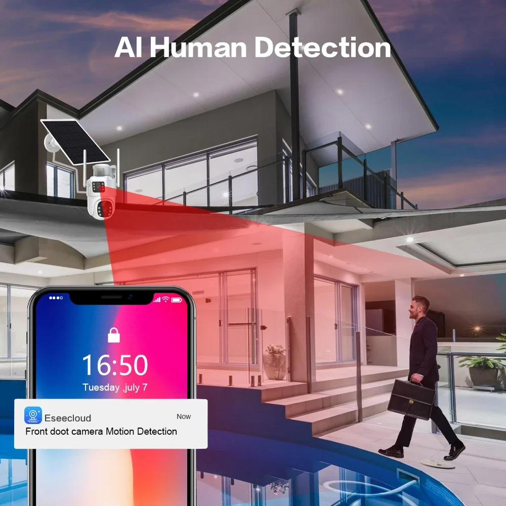 4K 8MP çift Lens Wifi güneş gü - Home Security Video Systems incelemesi ve fiyatı