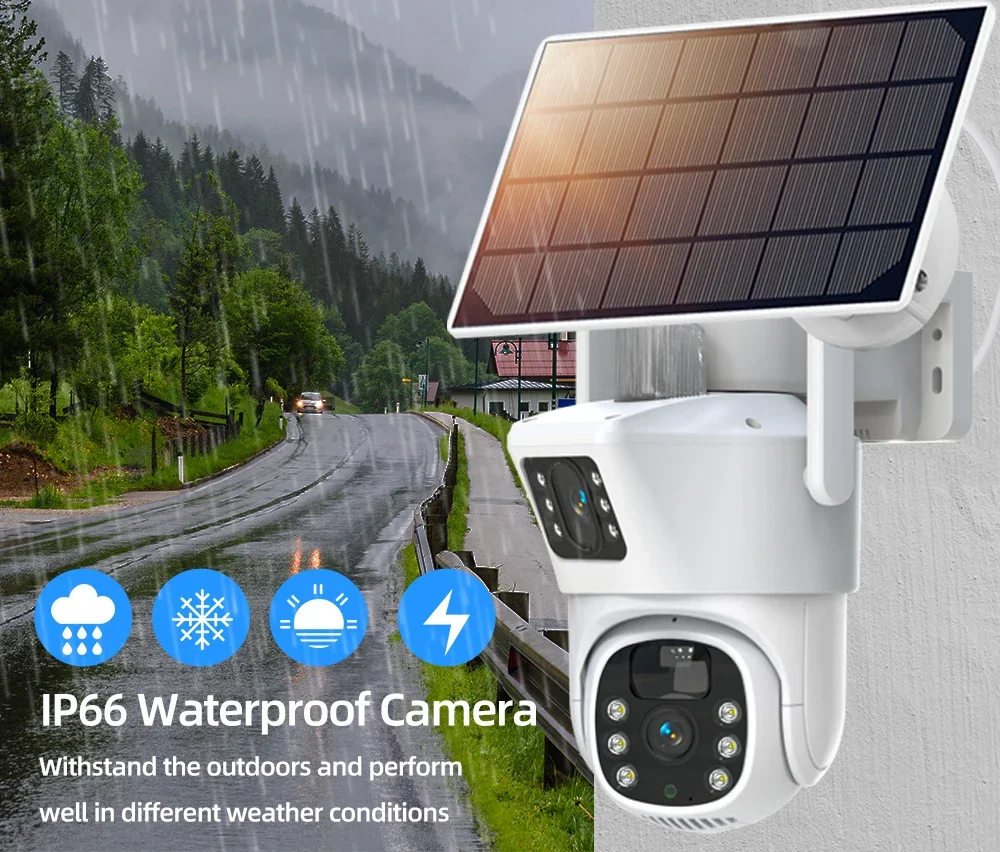 4K 8MP çift Lens Wifi güneş gü - Home Security Video Systems incelemesi ve fiyatı