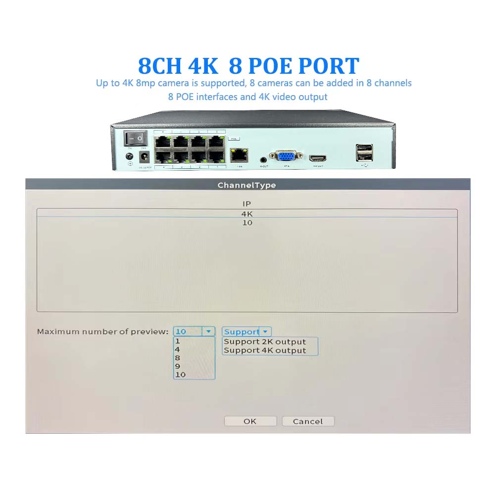4K 10CH NVR 4/8Port POE 8MP 5M - Home Security Cameras incelemesi ve fiyatı