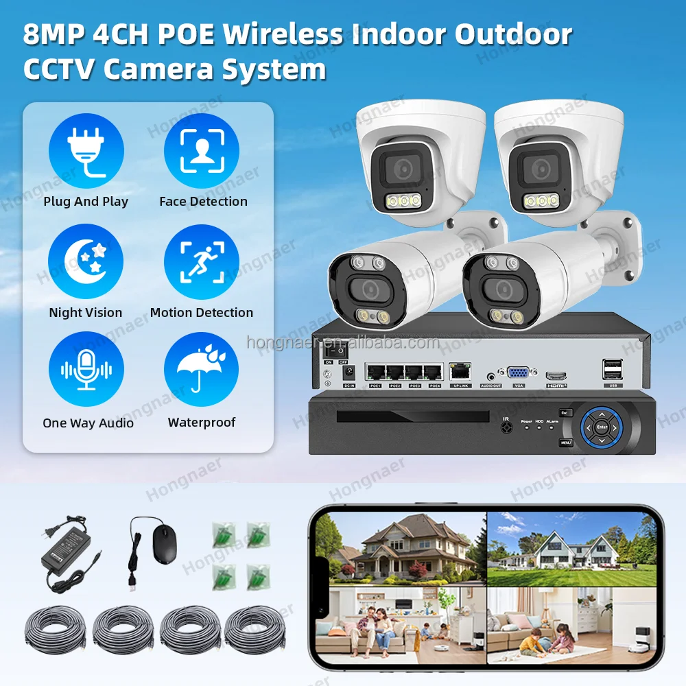 2026 Hongnae 8MP Tek Yönlü Ses - Home Security Kit With Camera incelemesi ve fiyatı
